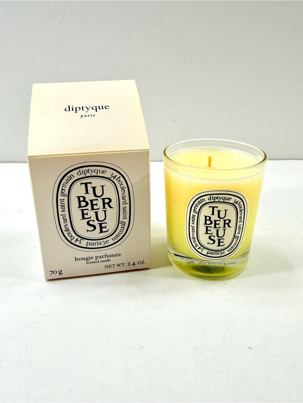 Diptyque Tubereuse Scented Candle Tuberrosa 2.4 oz 70 g, Small Size NEW In Box